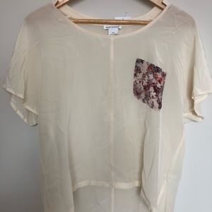 Club Monaco Silk Top with Printed Pocket